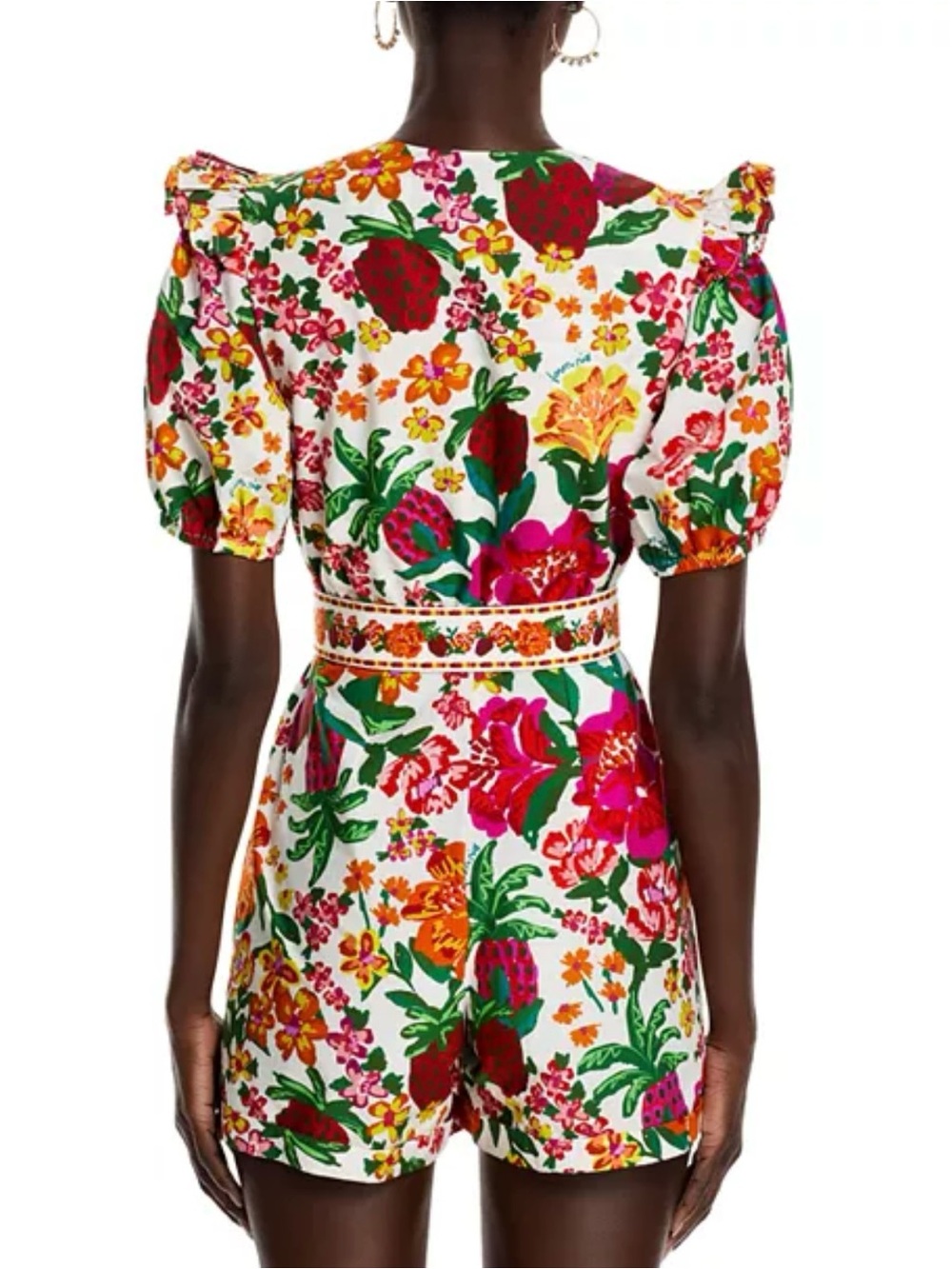 NWT FARM Rio Flowerful Sleeve Floral Romper Off White XXS - Picture 8 of 9